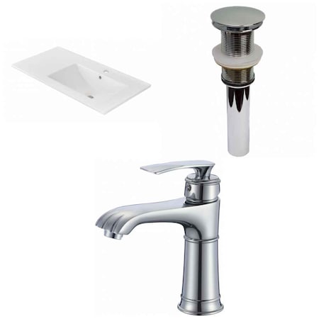 American Imaginations 35.5-in. W 1 Hole Ceramic Top Set In White Color - Drain Incl. AI-33011